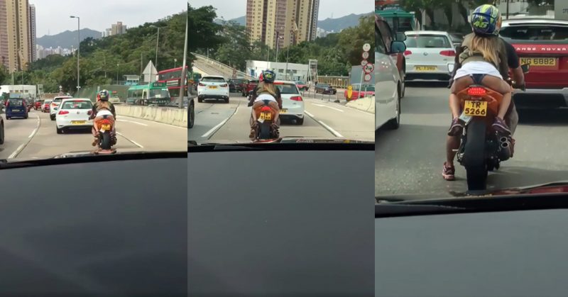港女坐電單車露半股現內褲